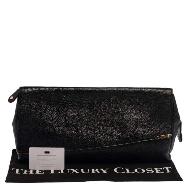 Pre Owned Jimmy Choo Black Glossy Pebbled Leather Allison Clutch