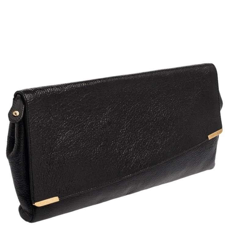 Pre Owned Jimmy Choo Black Glossy Pebbled Leather Allison Clutch