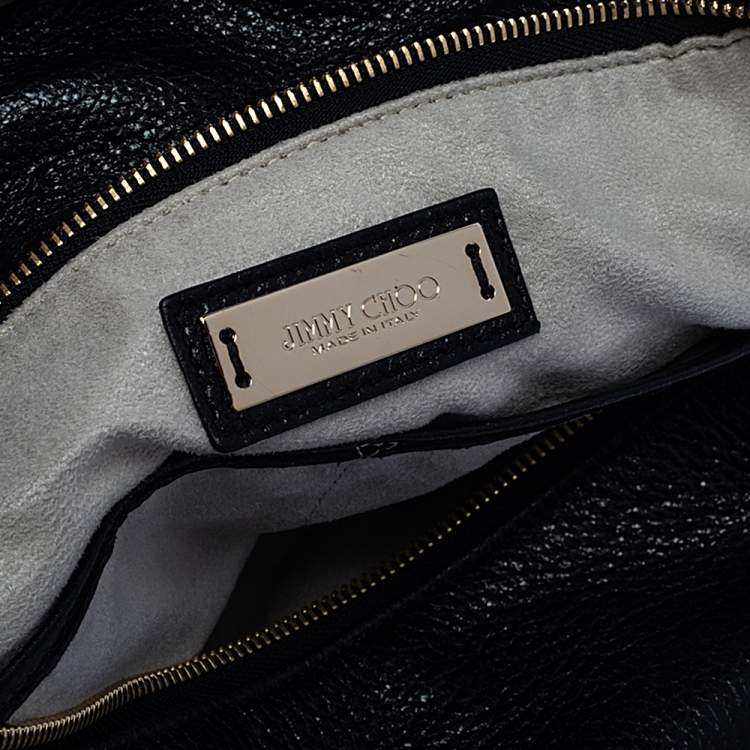 Pre Owned Jimmy Choo Black Glossy Pebbled Leather Allison Clutch
