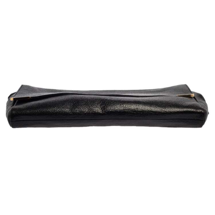 Pre Owned Jimmy Choo Black Glossy Pebbled Leather Allison Clutch