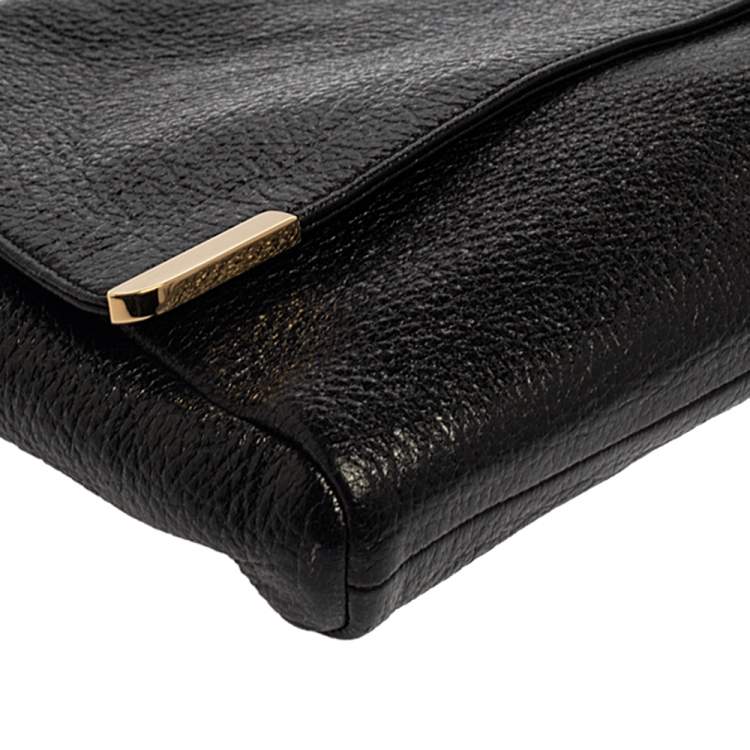 Pre Owned Jimmy Choo Black Glossy Pebbled Leather Allison Clutch