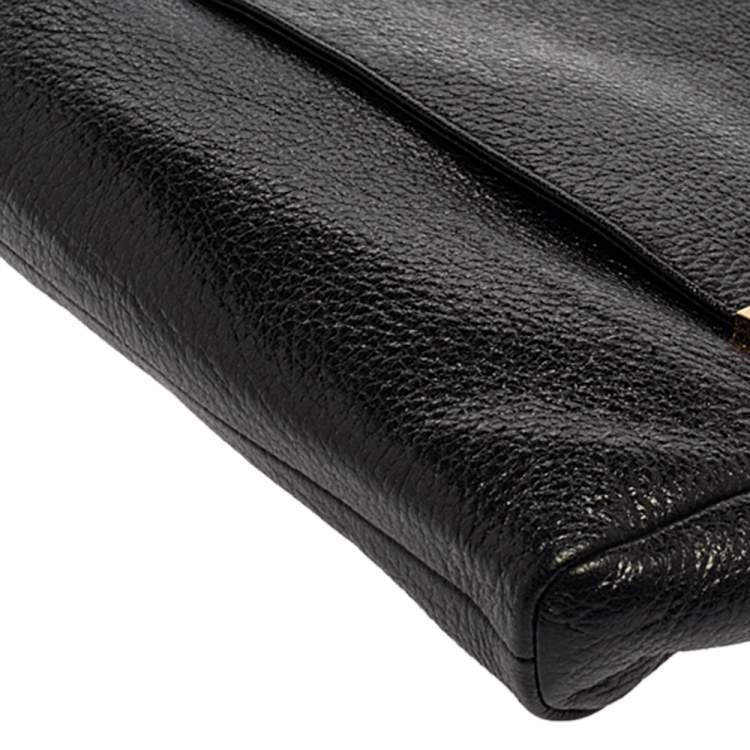 Pre Owned Jimmy Choo Black Glossy Pebbled Leather Allison Clutch