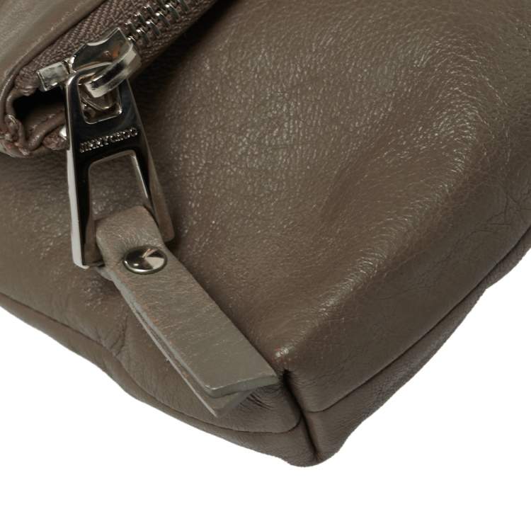 Pre Owned Jimmy Choo Dark Beige Quilted Leather Bex Clutch