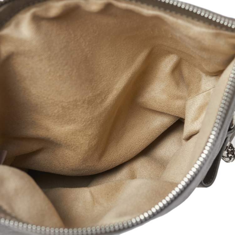 Pre Owned Jimmy Choo Dark Beige Quilted Leather Bex Clutch