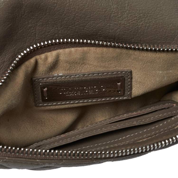 Pre Owned Jimmy Choo Dark Beige Quilted Leather Bex Clutch