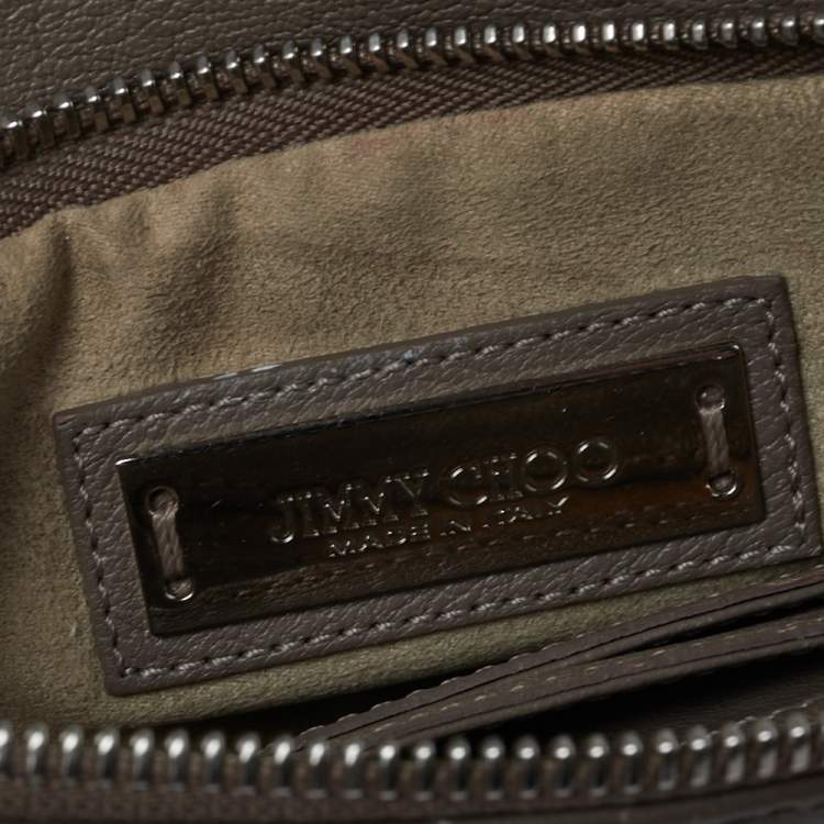 Pre Owned Jimmy Choo Dark Beige Quilted Leather Bex Clutch