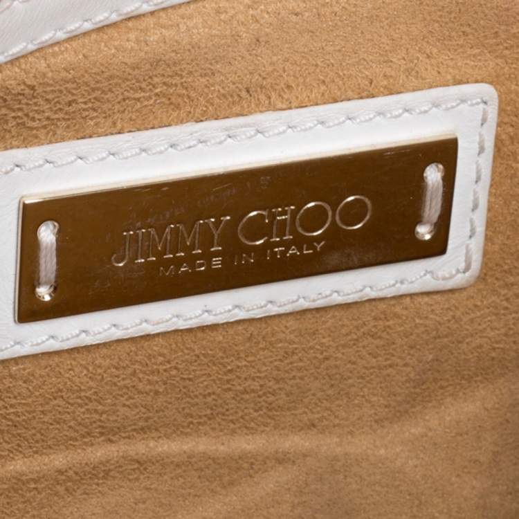 Pre Owned Jimmy Choo White Zebra Print Calfhair and Leather Flap Chain Shoulder Bag