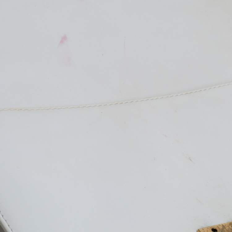 Pre Owned Jimmy Choo White Zebra Print Calfhair and Leather Flap Chain Shoulder Bag
