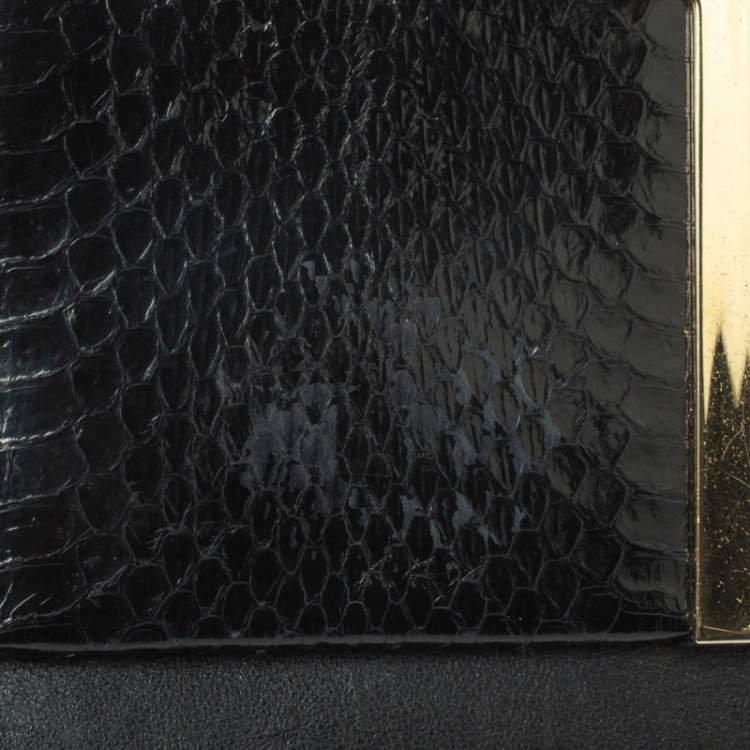 مملوكة مسبقًا Jimmy Choo Black Leather and Snakeskin Trim Alba Shoulder Bag
