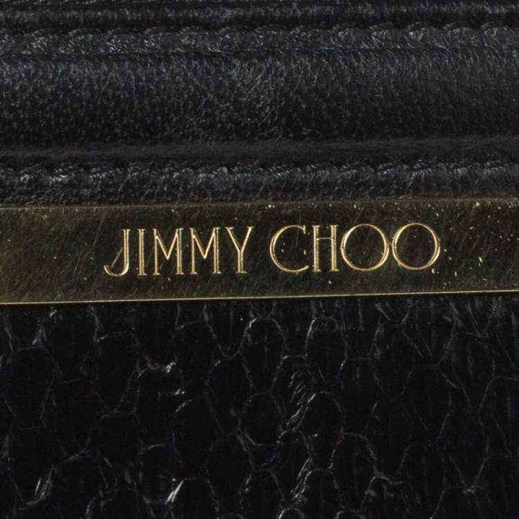 مملوكة مسبقًا Jimmy Choo Black Leather and Snakeskin Trim Alba Shoulder Bag