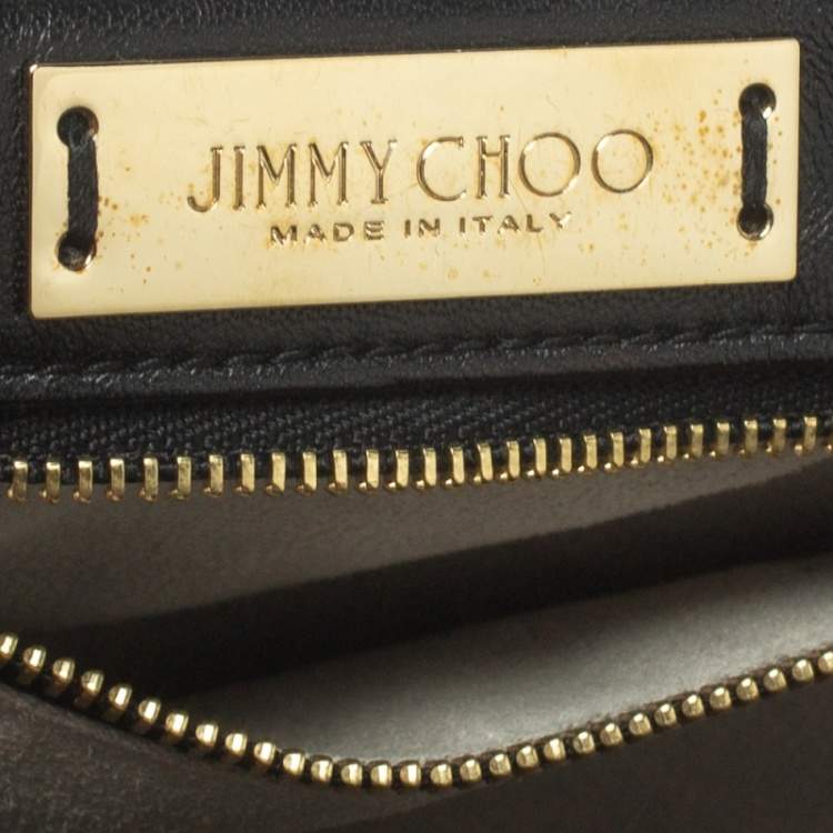 مملوكة مسبقًا Jimmy Choo Black Leather and Snakeskin Trim Alba Shoulder Bag