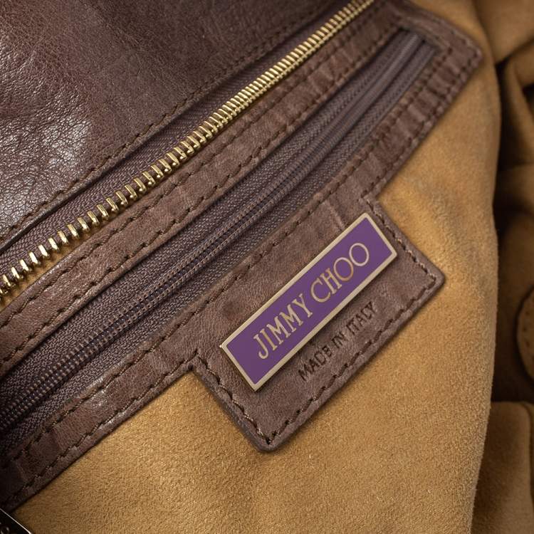 Pre Owned Jimmy Choo Brown Leather Riki Chain Shoulder Bag