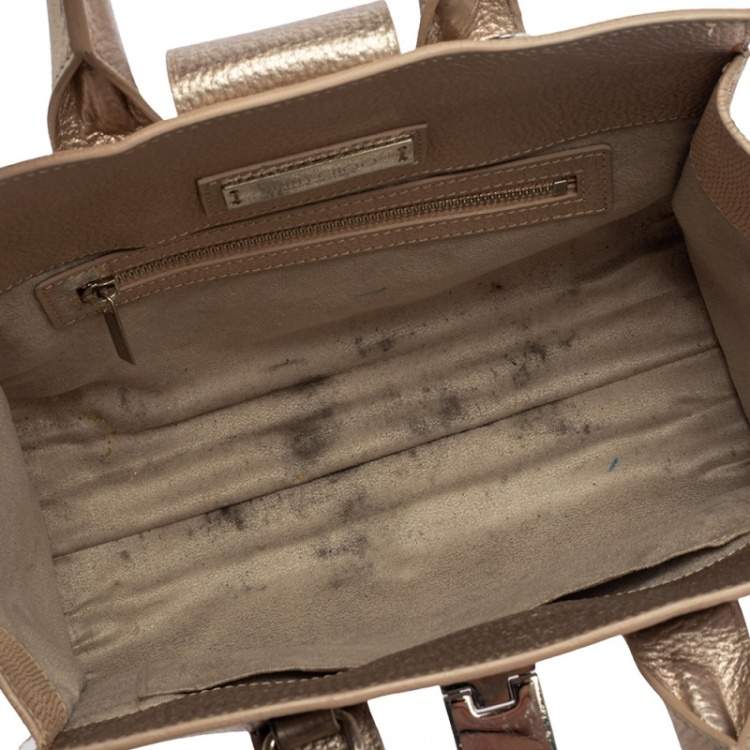 Pre Owned Jimmy Choo Light Rose Gold Leather and Lizard Embossed Riley Tote