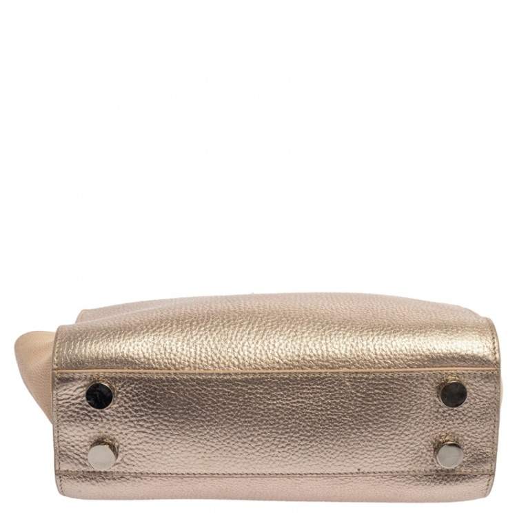 Pre Owned Jimmy Choo Light Rose Gold Leather and Lizard Embossed Riley Tote