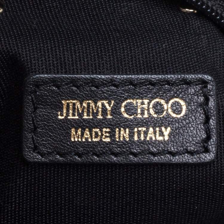 Pre Owned Jimmy Choo Black Perforated Leather Studded Zulu Clutch
