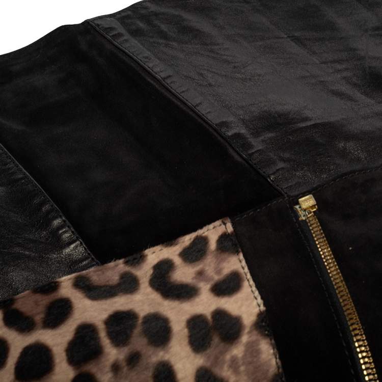 Pre Owned Jimmy Choo Black/Brown Suede and Calf Hair Martha Clutch