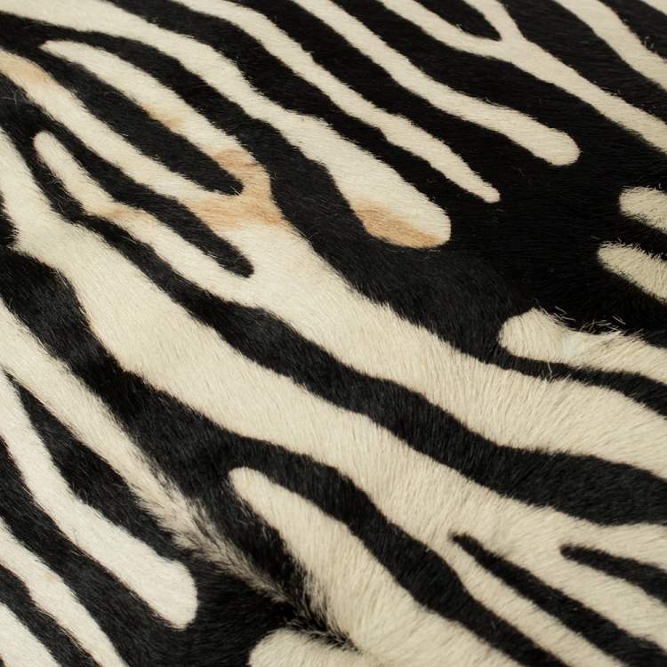 Pre Owned Jimmy Choo Black/White Zebra Print Calf Hair and Leather Studded Sky Hobo