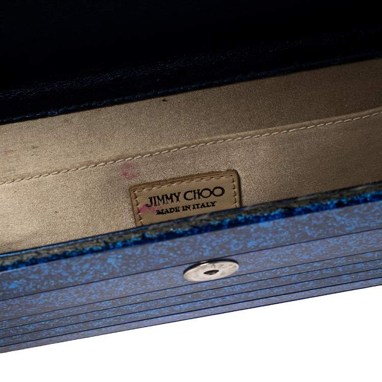 Pre Owned Jimmy Choo Blue Glitter Acrylic Sweetie Chain Clutch