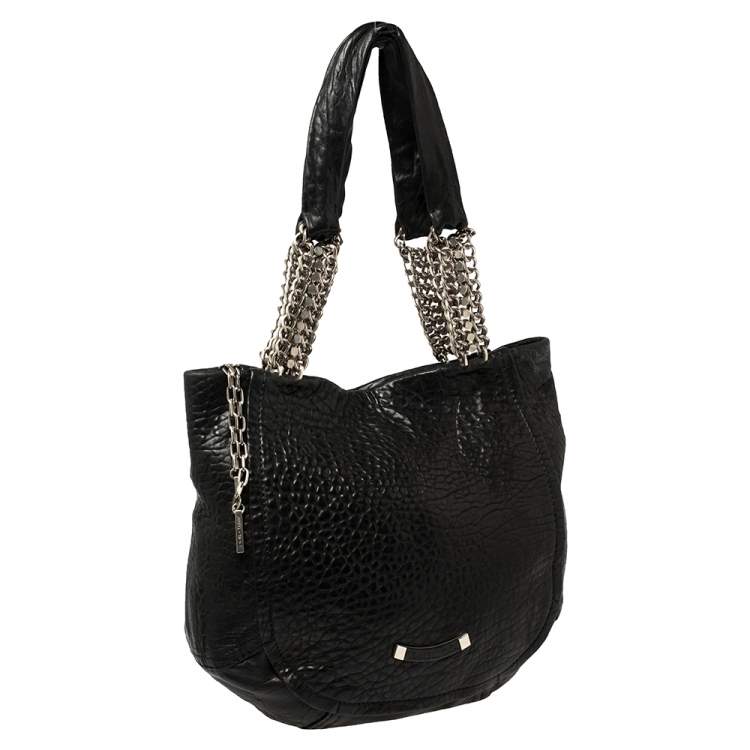 Pre Owned Jimmy Choo Black Pebbled Leather Large Nica Tote