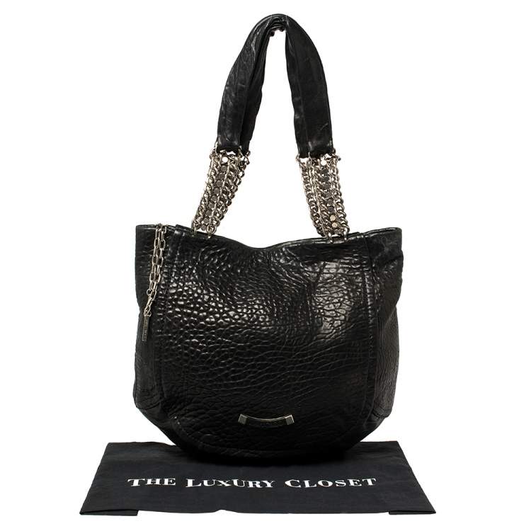Pre Owned Jimmy Choo Black Pebbled Leather Large Nica Tote