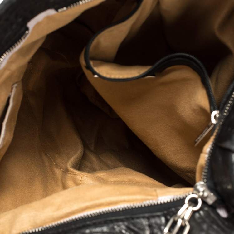 Pre Owned Jimmy Choo Black Pebbled Leather Large Nica Tote