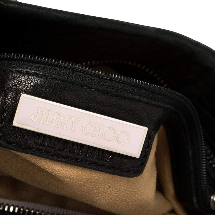Pre Owned Jimmy Choo Black Pebbled Leather Large Nica Tote