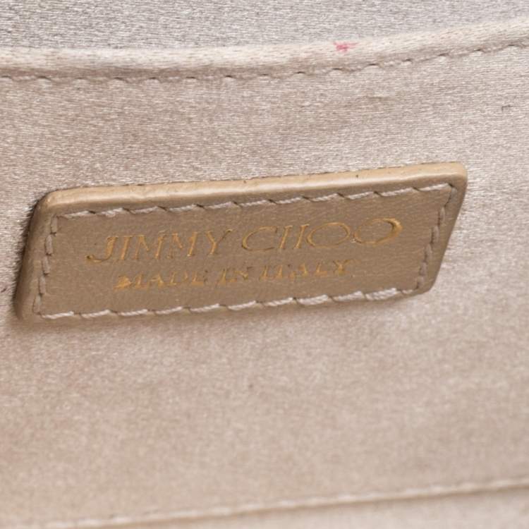 Pre Owned Jimmy Choo Gold/Black Shimmering Acrylic and Leather Candy Chain Clutch 