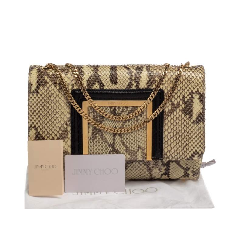 مملوكة مسبقًا Jimmy Choo Cream/Black Python Alba Shoulder Bag