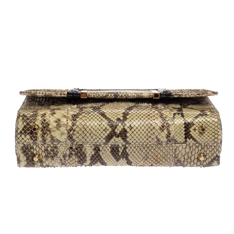 مملوكة مسبقًا Jimmy Choo Cream/Black Python Alba Shoulder Bag