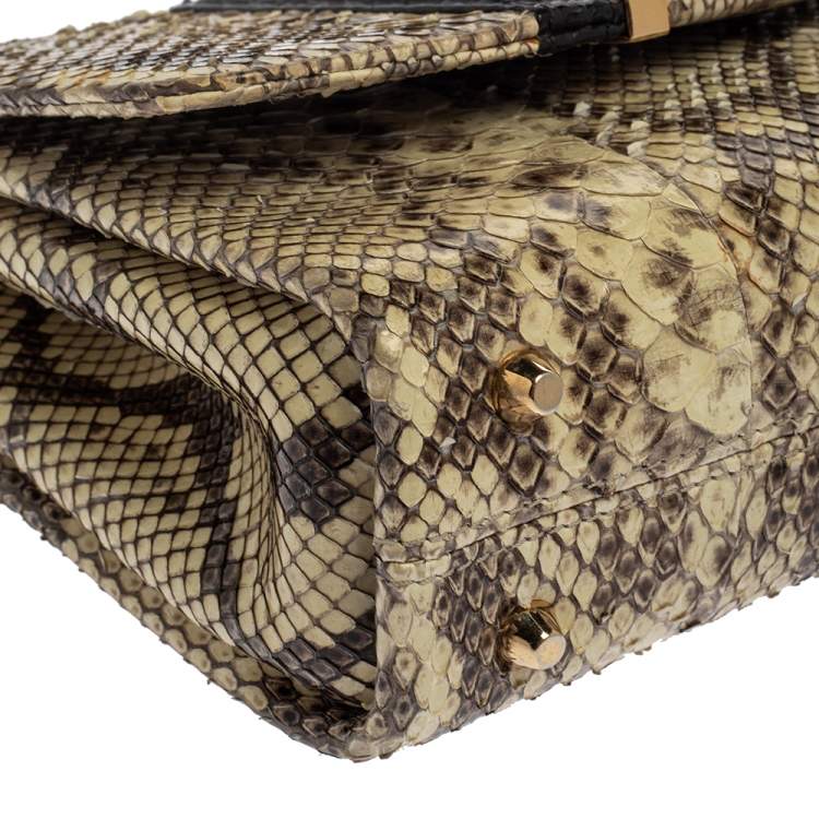 مملوكة مسبقًا Jimmy Choo Cream/Black Python Alba Shoulder Bag