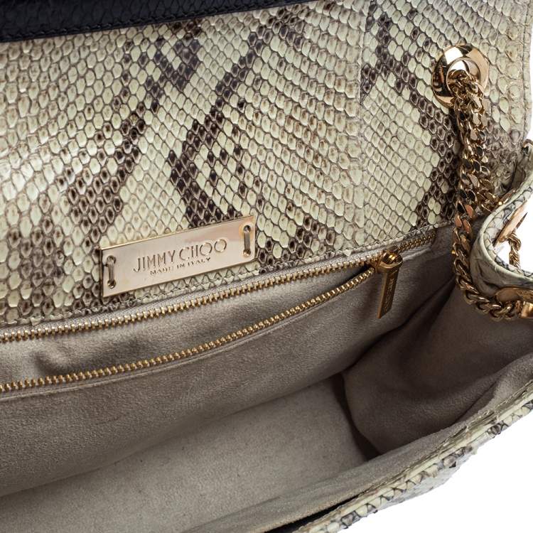 مملوكة مسبقًا Jimmy Choo Cream/Black Python Alba Shoulder Bag