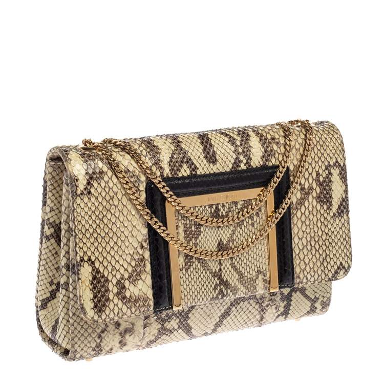 مملوكة مسبقًا Jimmy Choo Cream/Black Python Alba Shoulder Bag
