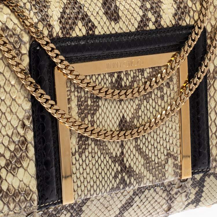 مملوكة مسبقًا Jimmy Choo Cream/Black Python Alba Shoulder Bag