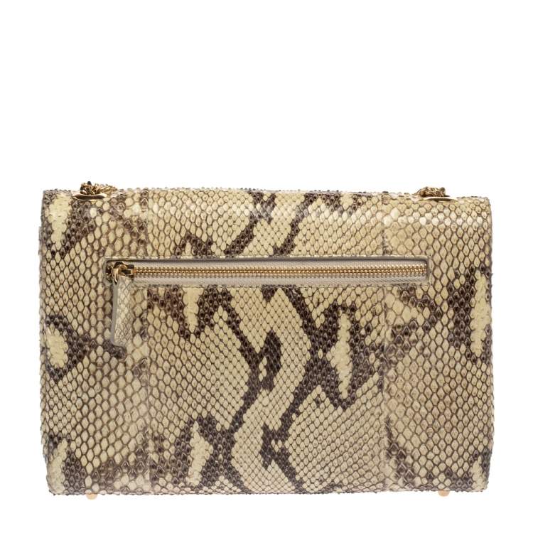 مملوكة مسبقًا Jimmy Choo Cream/Black Python Alba Shoulder Bag
