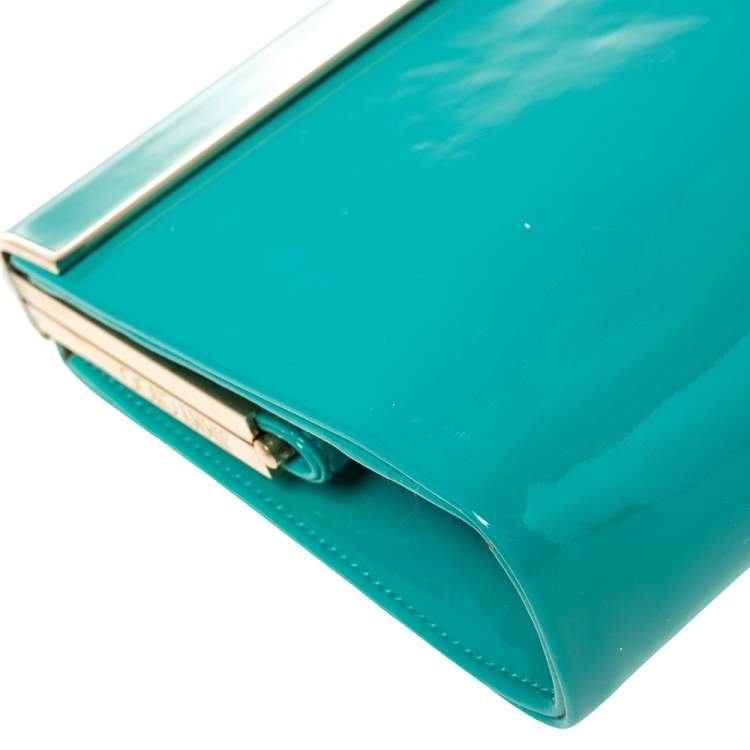 Pre Owned Jimmy Choo Green Patent Leather Cayla Clutch
