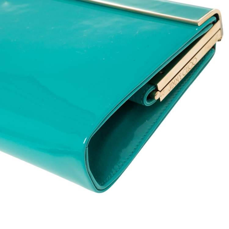 Pre Owned Jimmy Choo Green Patent Leather Cayla Clutch
