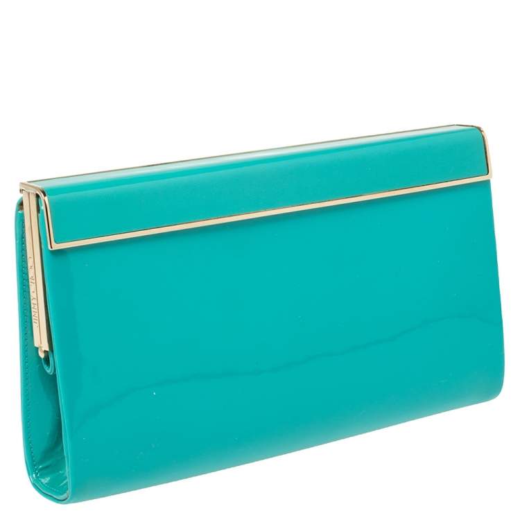 Pre Owned Jimmy Choo Green Patent Leather Cayla Clutch