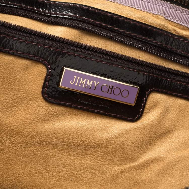 Pre Owned Jimmy Choo Burgundy Patent Leather and Suede Mave Foldover Clutch