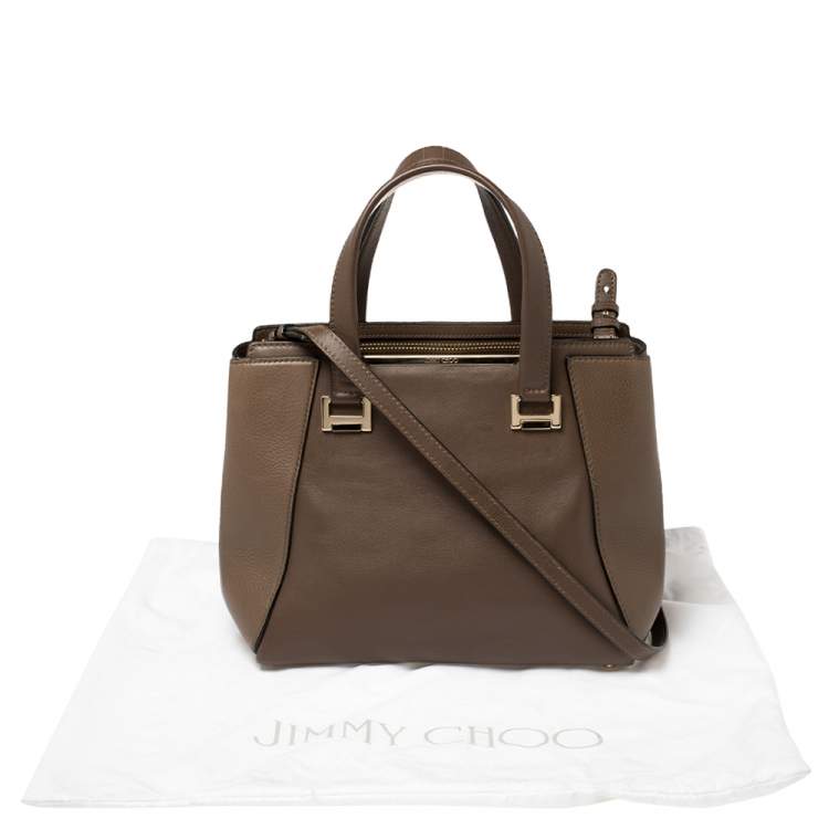 Pre Owned Jimmy Choo Dark Brown Leather Alfie Tote