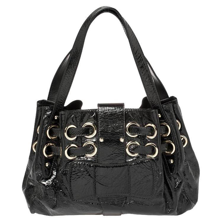 Pre Owned Jimmy Choo Black Patent Leather Ramona Shoulder Bag