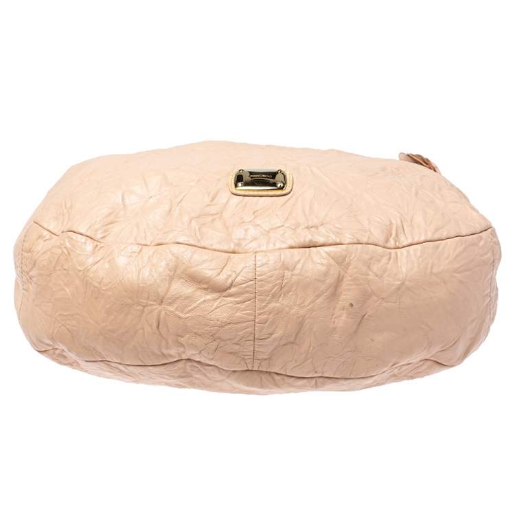 Pre Owned Jimmy Choo Dusty Pink Crinkled Leather and Snakeskin Solar Hobo