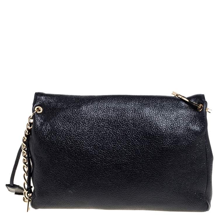 Pre Owned Jimmy Choo Black Shimmering Leather Ally Handcuff Shoulder Bag
