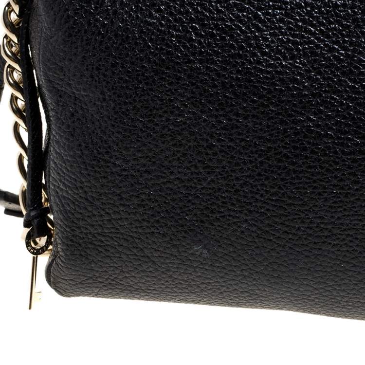 Pre Owned Jimmy Choo Black Shimmering Leather Ally Handcuff Shoulder Bag