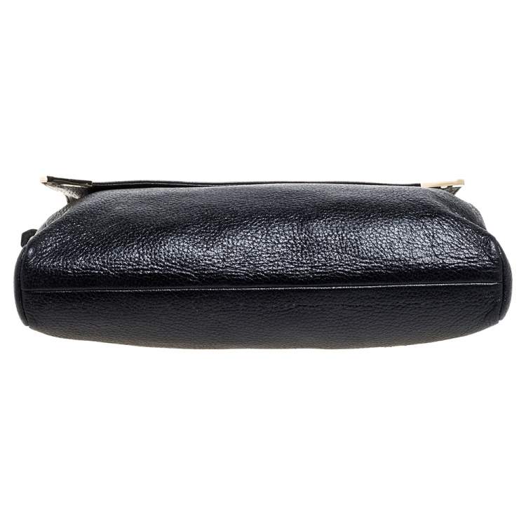 Pre Owned Jimmy Choo Black Shimmering Leather Ally Handcuff Shoulder Bag