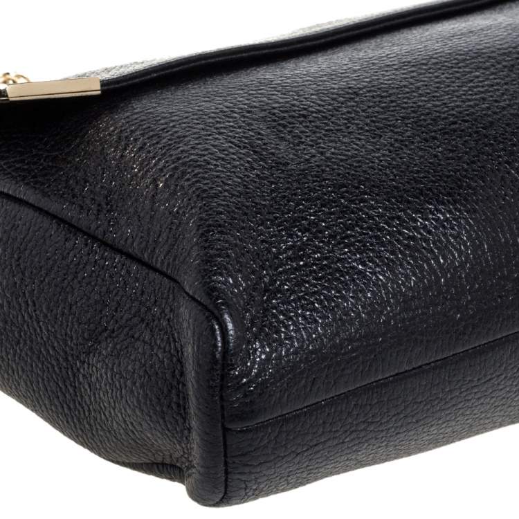 Pre Owned Jimmy Choo Black Shimmering Leather Ally Handcuff Shoulder Bag