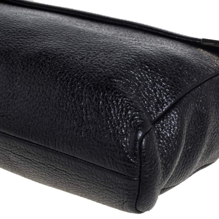 Pre Owned Jimmy Choo Black Shimmering Leather Ally Handcuff Shoulder Bag