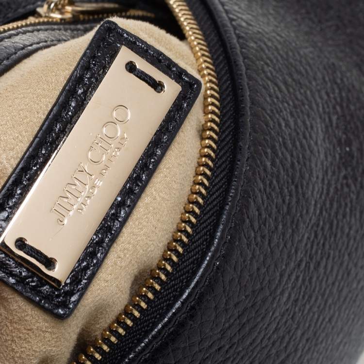 Pre Owned Jimmy Choo Black Shimmering Leather Ally Handcuff Shoulder Bag