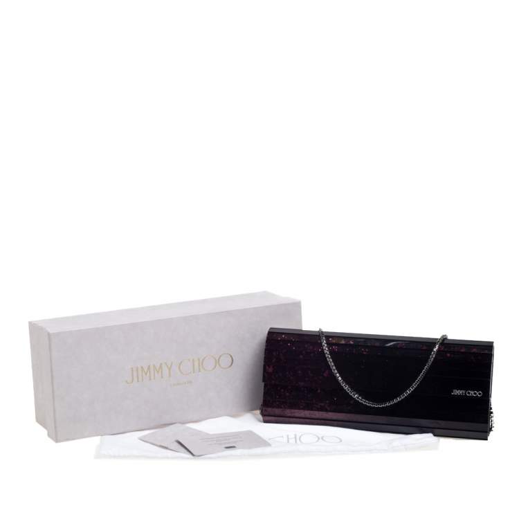 Pre Owned Jimmy Choo Purple Ombre Glitter Acrylic Sweetie Chain Clutch