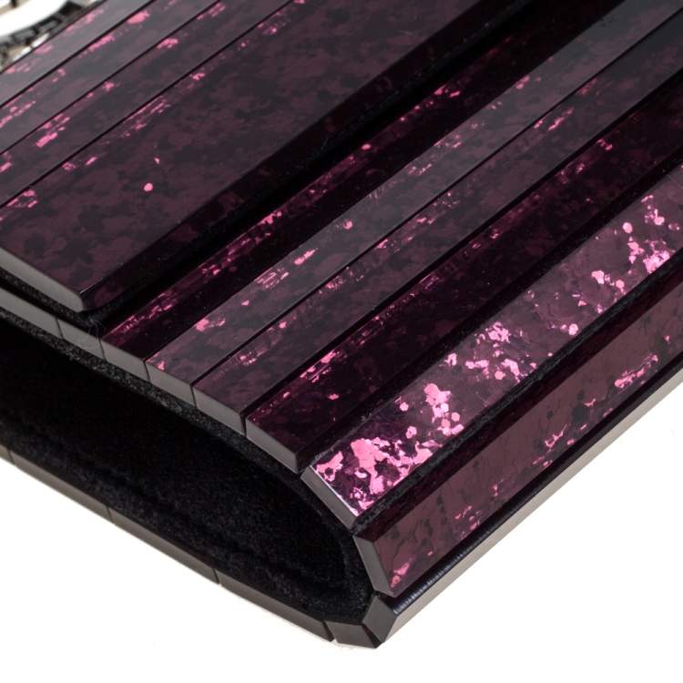 Pre Owned Jimmy Choo Purple Ombre Glitter Acrylic Sweetie Chain Clutch