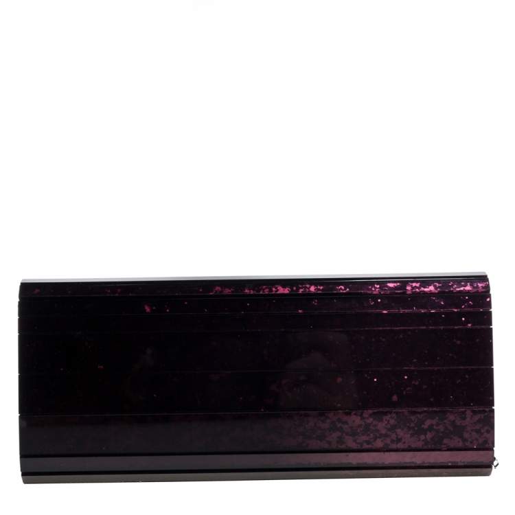 Pre Owned Jimmy Choo Purple Ombre Glitter Acrylic Sweetie Chain Clutch